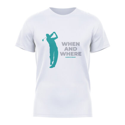 White 'When and Where' Golf T-Shirt for Front View